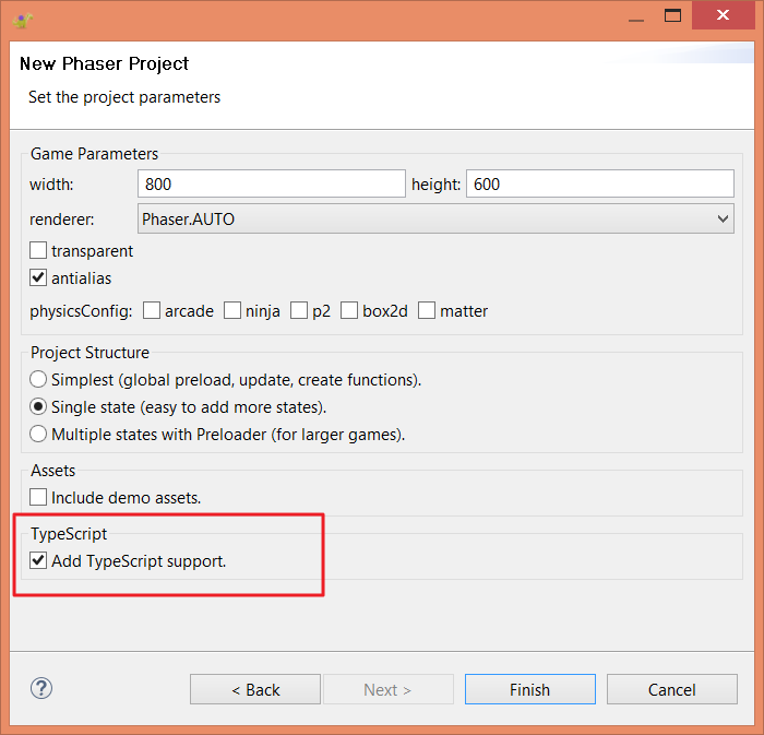 Enable TypeScript support in Phaser project