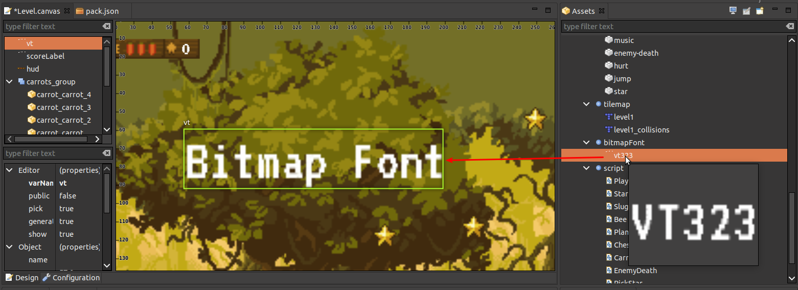 Add Bitmap Font to the scene