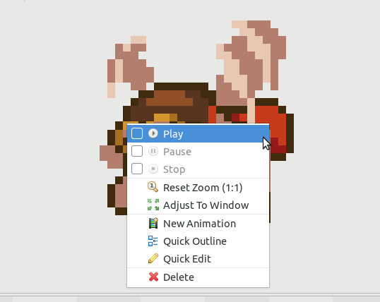 Animations editor context menu