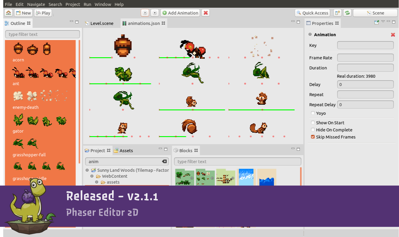 Phaser Editor 2.1.1 released