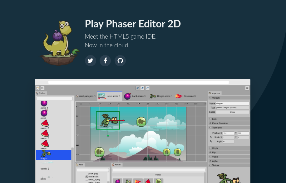Phaser Editor v3 released for the public. New online service Play Phaser Editor 2D.