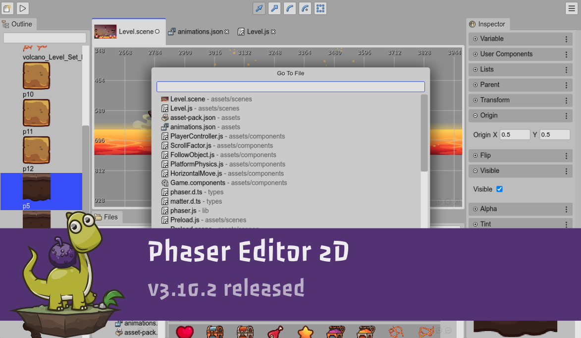 Phaser Editor 2D v3.10.2 released