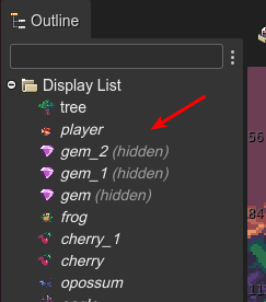 Hidden objects in the Outline view
