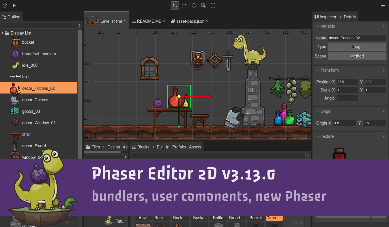 Phaser Editor 2D v3.13.0 released!