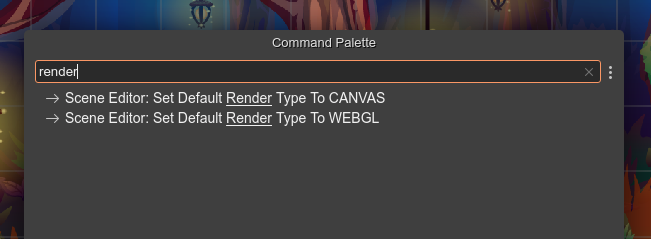 Commands for changing the default render type