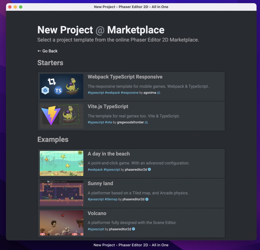 Marketplace templates