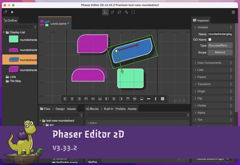 Phaser Editor 2D v3.33.2 released & plugins updates.