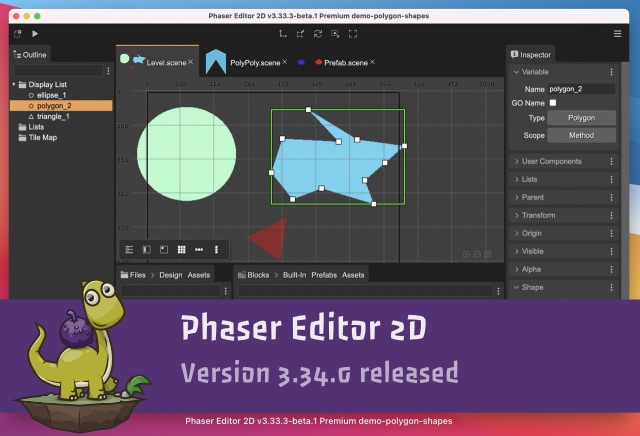 Phaser Editor 2D v3.34.0 released