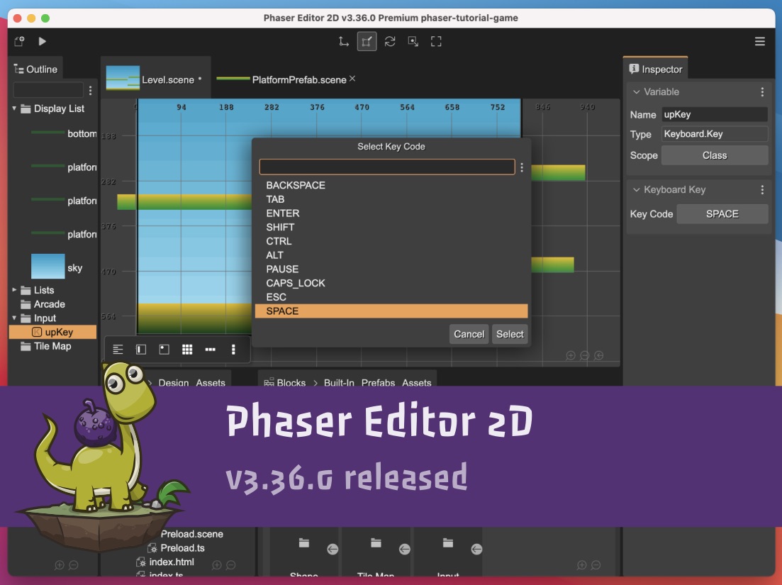 Phaser Editor 2D v3.36.0 released