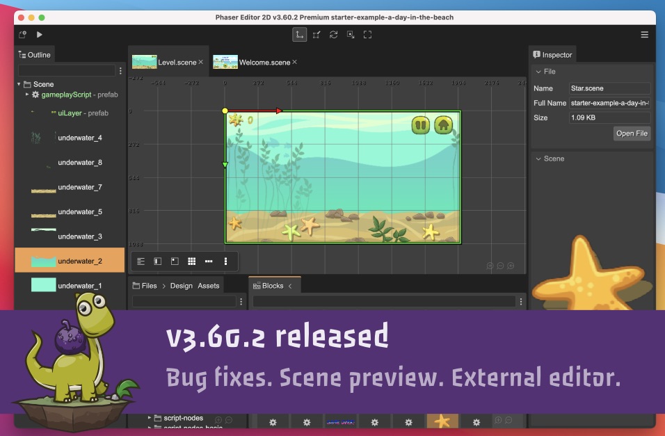 Phaser Editor 2D v3.60.2 released.