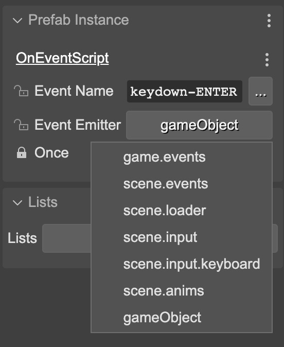 On event script node