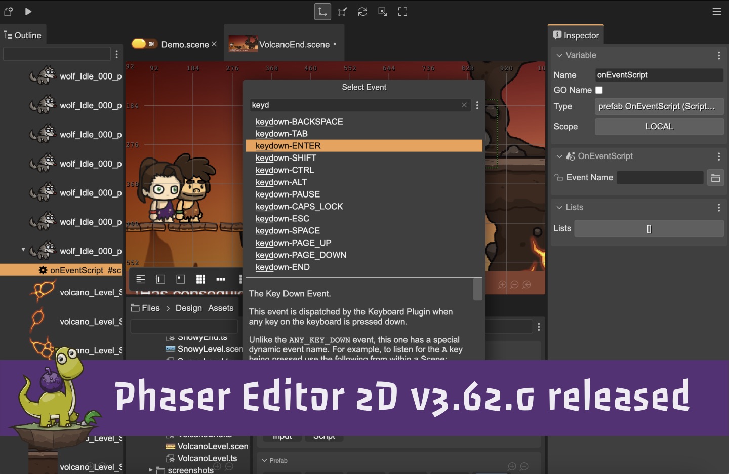 Phaser Editor 2D v3.62.0 released