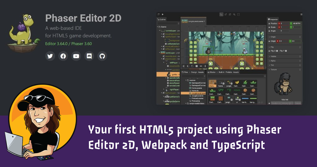 [Tutorial] Your first HTML5 project using Phaser Editor 2D, Webpack and TypeScript