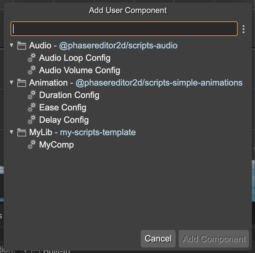 Add user component dialog