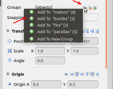 Add objects to a group