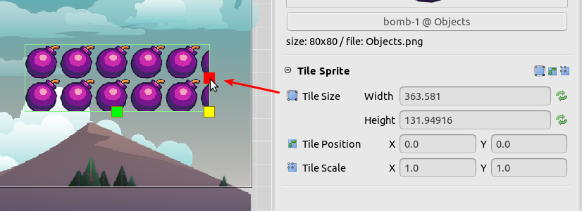 TileSprite: the Size manipulator