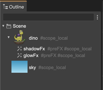 FX objects in the Outline view