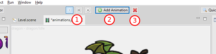 Animations Editor toolbar