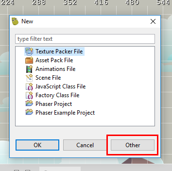 New file and project dialog