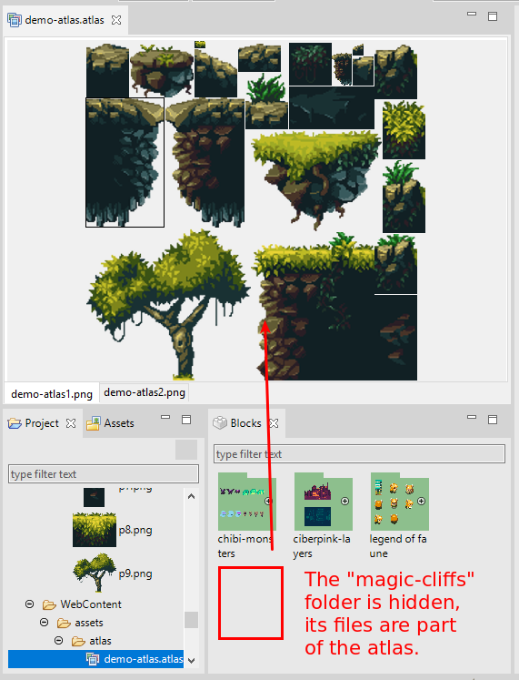 Texture Packer Editor import files from Blocks view. Step 2.