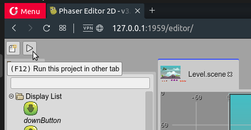 Run the project in another tab