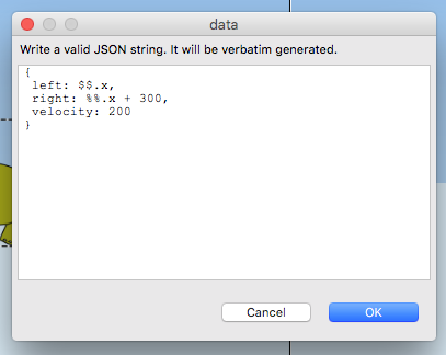 The dialog to edit the data content.
