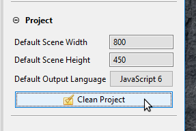 Clean project button in the Properties view.